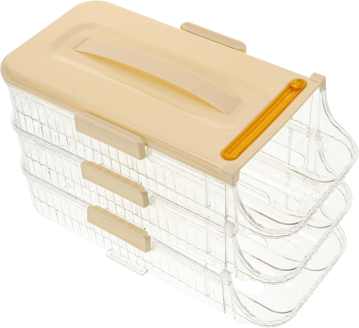 KALLORY Stackable Refrigerator Egg Holder Organizer Double Row 3-tier Rolling Plastic Egg Container for Kitchen Fridge Storage Portable Tray for Household Use