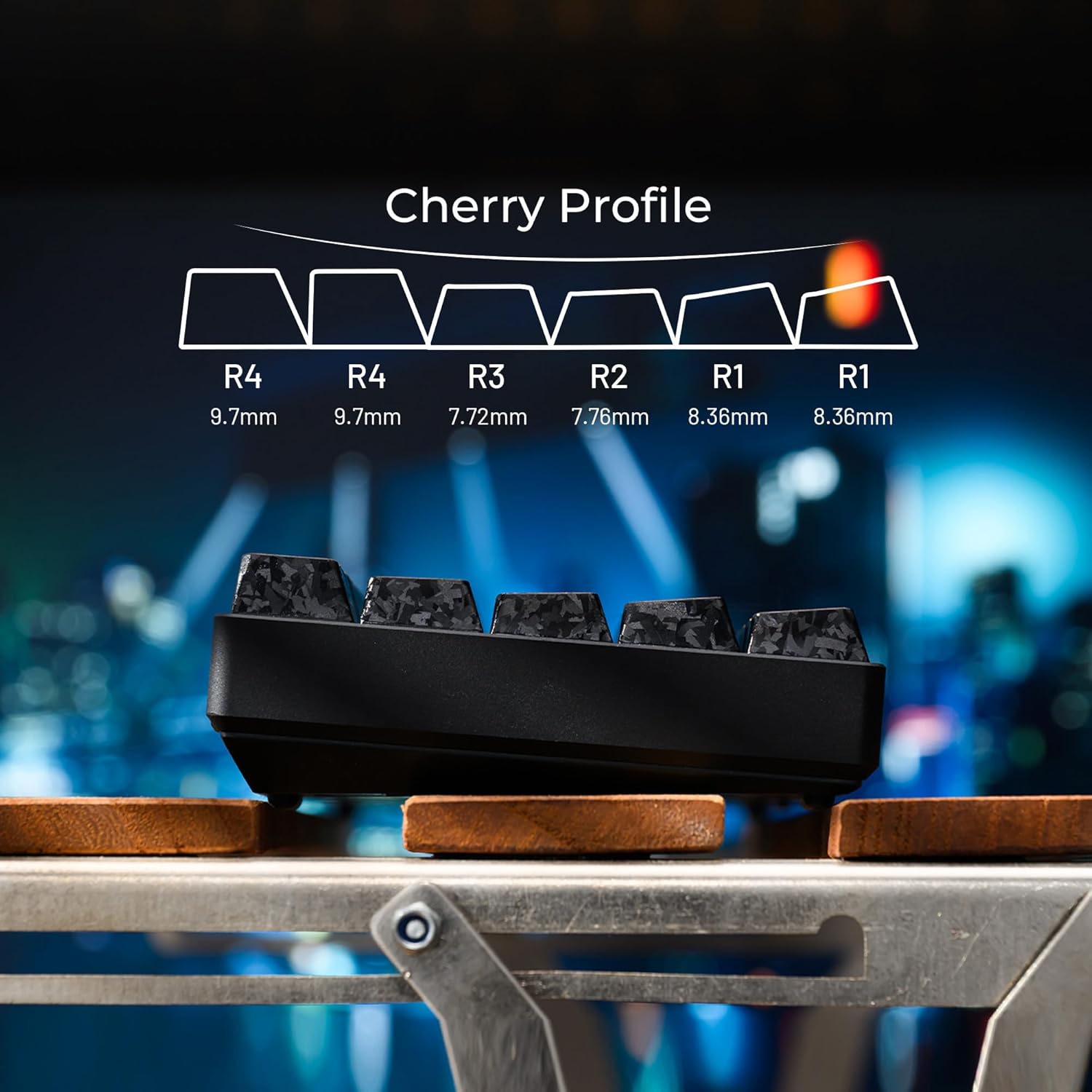 XVX Black Shine Through Keycaps, Forged Carbon-Look Cherry Profile Keycap Set, 140-Key Keyboard Keycaps Fit for ANSI Layout MX Switches Mechanical Keyboard