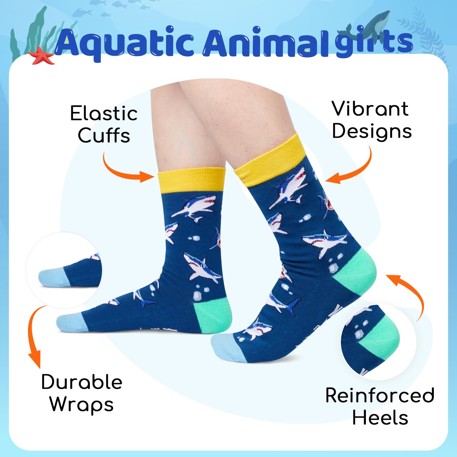 HAPPYPOP Animal Gifts for Women Men - Jellyfish Turtle Socks Penguin Frog Axolotl Gifts