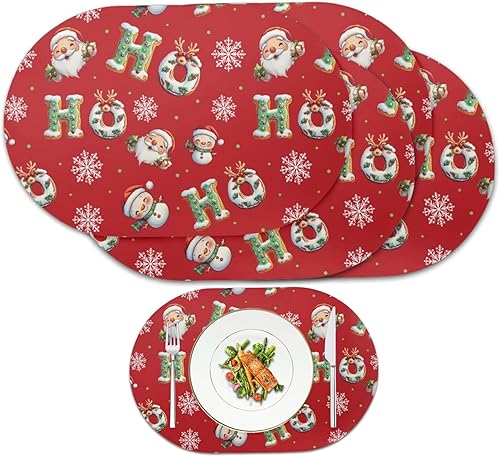 Miniatura 19 de Heat Resistant Placemats Oval Placemats Set of 6 Leather Washable and Wipeable Non Slip Place Mats, Waterproof Modern Dining Table Mats, Oval Floral