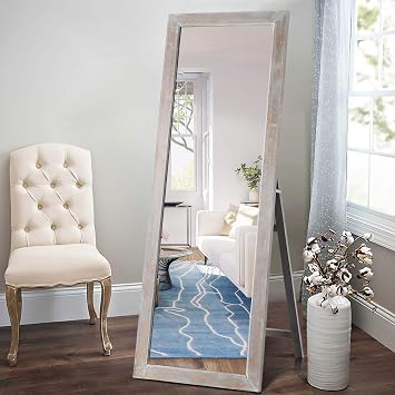 Elevens Traditional Full Length Floor Mirror 65"x22" Rustic Tall Floor Mirror Wall Mirror Standing or Leaning Against Wall for Bedroom, Dressing and Wall-Mounted - Natural