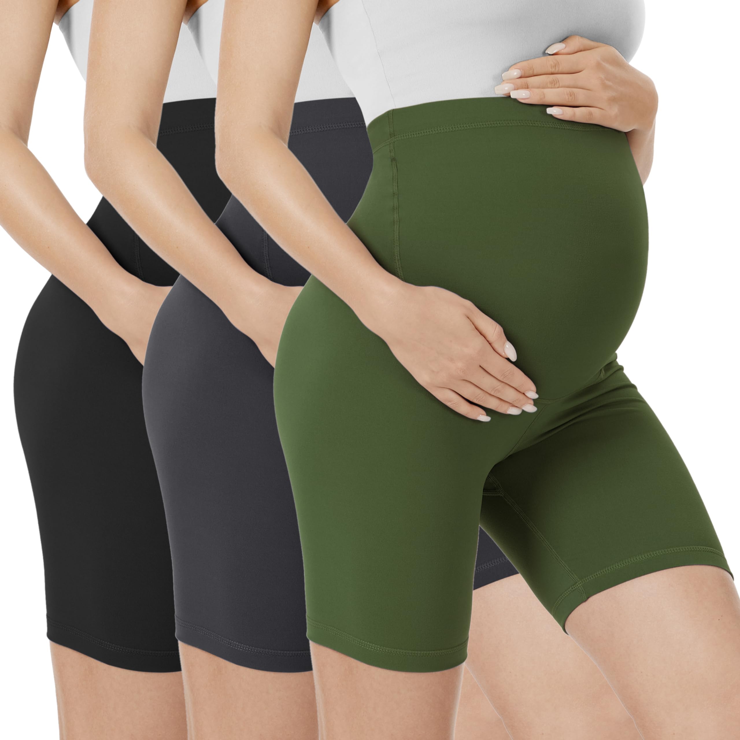 VALANDY Creamlush Maternity Shorts Over The Belly Pregnancy Biker Shorts Lounge Yoga Pants (S-XL) — view 23