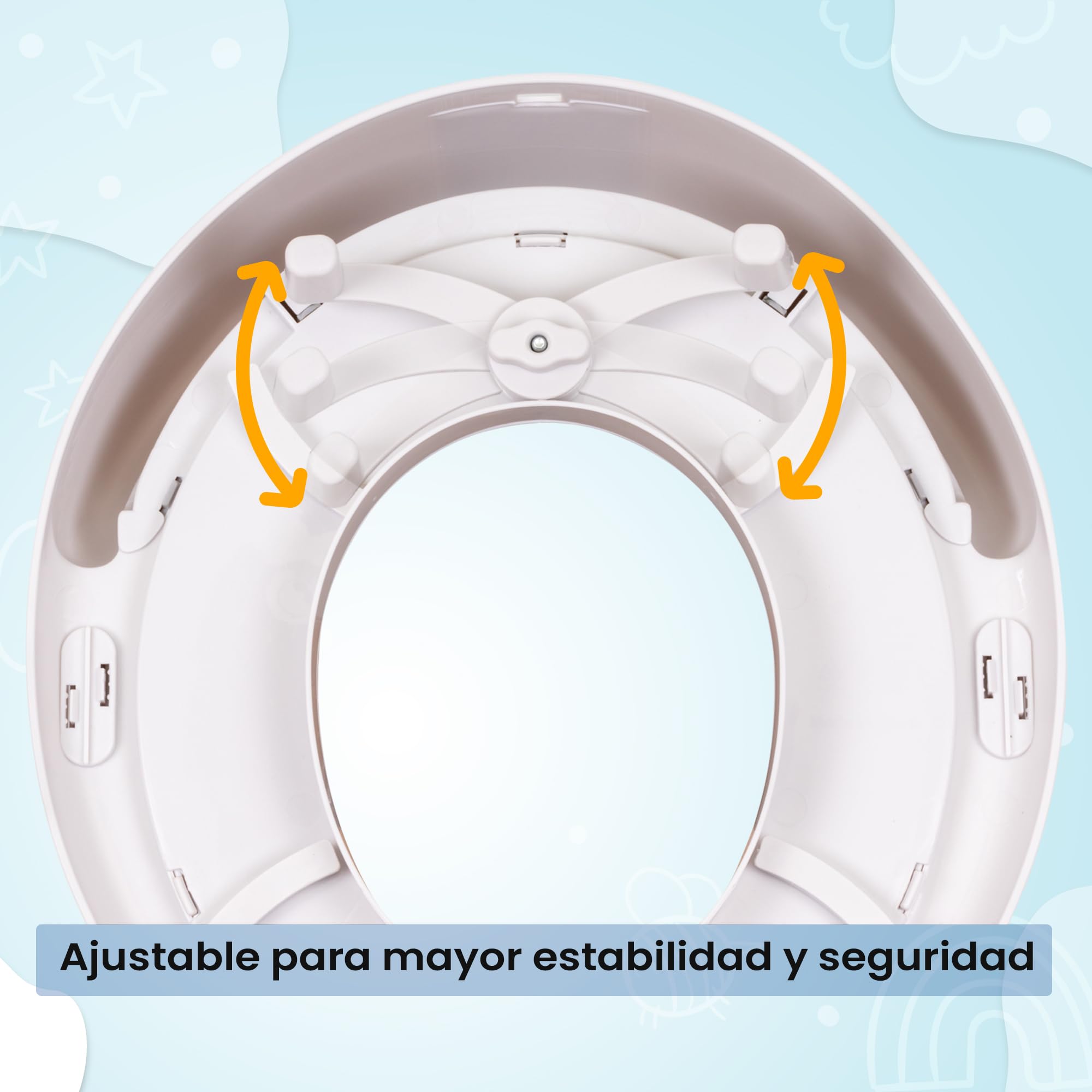 Toral Asiento Reductor con Asas para WC. Ayuda al aprendizaje de bebés y niños. Adaptador infantil portátil para váter MundiBebé +18 meses. Modelo Confort Osito