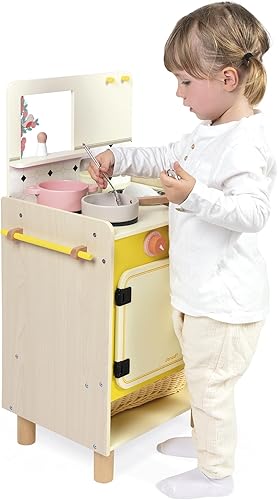Miniatura 8 de Janod - Cocina infantil de madera - Equipada con horno, fregadero y 11 accesorios incluidos - Botones de sonido giratorios - Juguete de imitación y