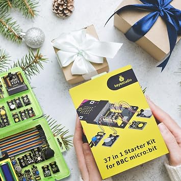 KEYESTUDIO 37 Sensors in 1 Box Starter Kit for BBC Micro bit with Tutorial (Without Microbit Board), Compatible with V1.5, V2 Microbit Sensor Kit Accessories Programming Electronics for Teens Adults