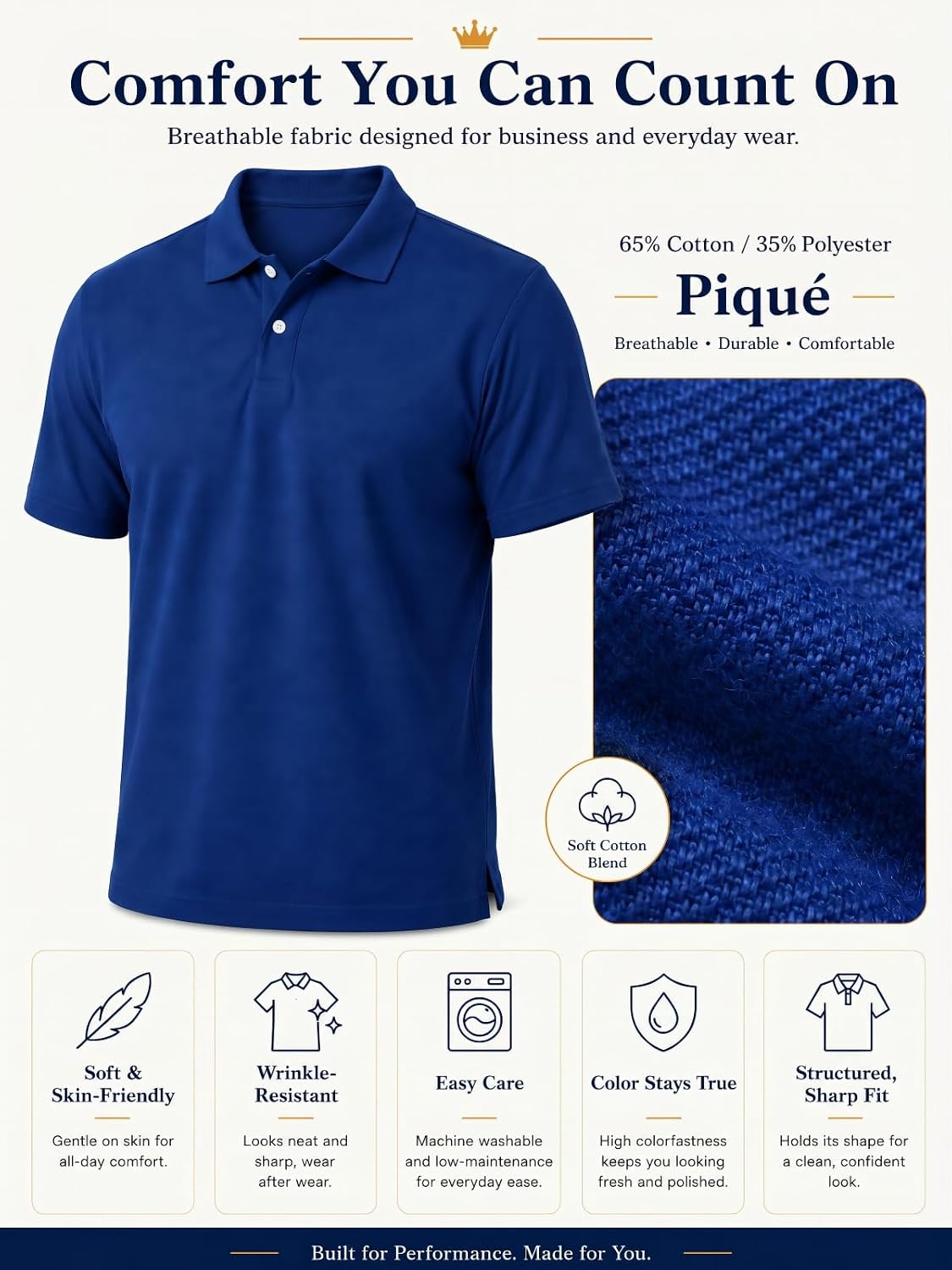 BINOCHE Polo T Shirts for Men Short Sleeve Quick Dry Fit Mens Golf Shirt Moisture Wicking for Business Casual Workout