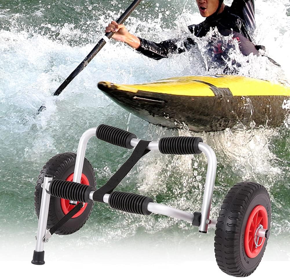 LANGWEI Kayak Trolley, Portable Lightweight Folding Boat Kayak Carrier, Canoe Trolley Transport Trailer Cart, Removable Wheels Water Sport LANGWEI Kayak Trolley, Portable Lightweight Folding Boat Kayak Carrier, Canoe Trolley Transport Trailer Cart, Removable Wheels Water Sport