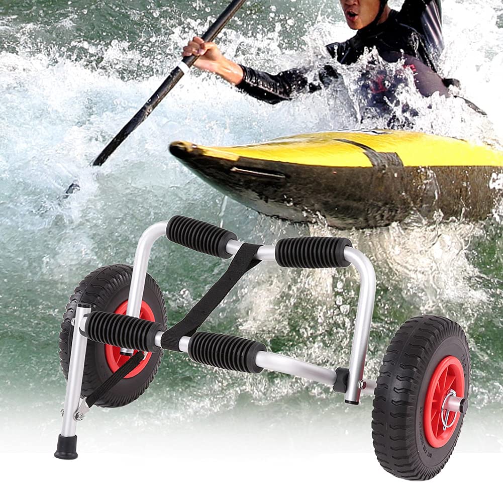 LANGWEIKayak Trolley, Portable Lightweight Folding Boat Kayak Carrier, Canoe Trolley Transport Trailer Cart, Removable Wheels Water Sport