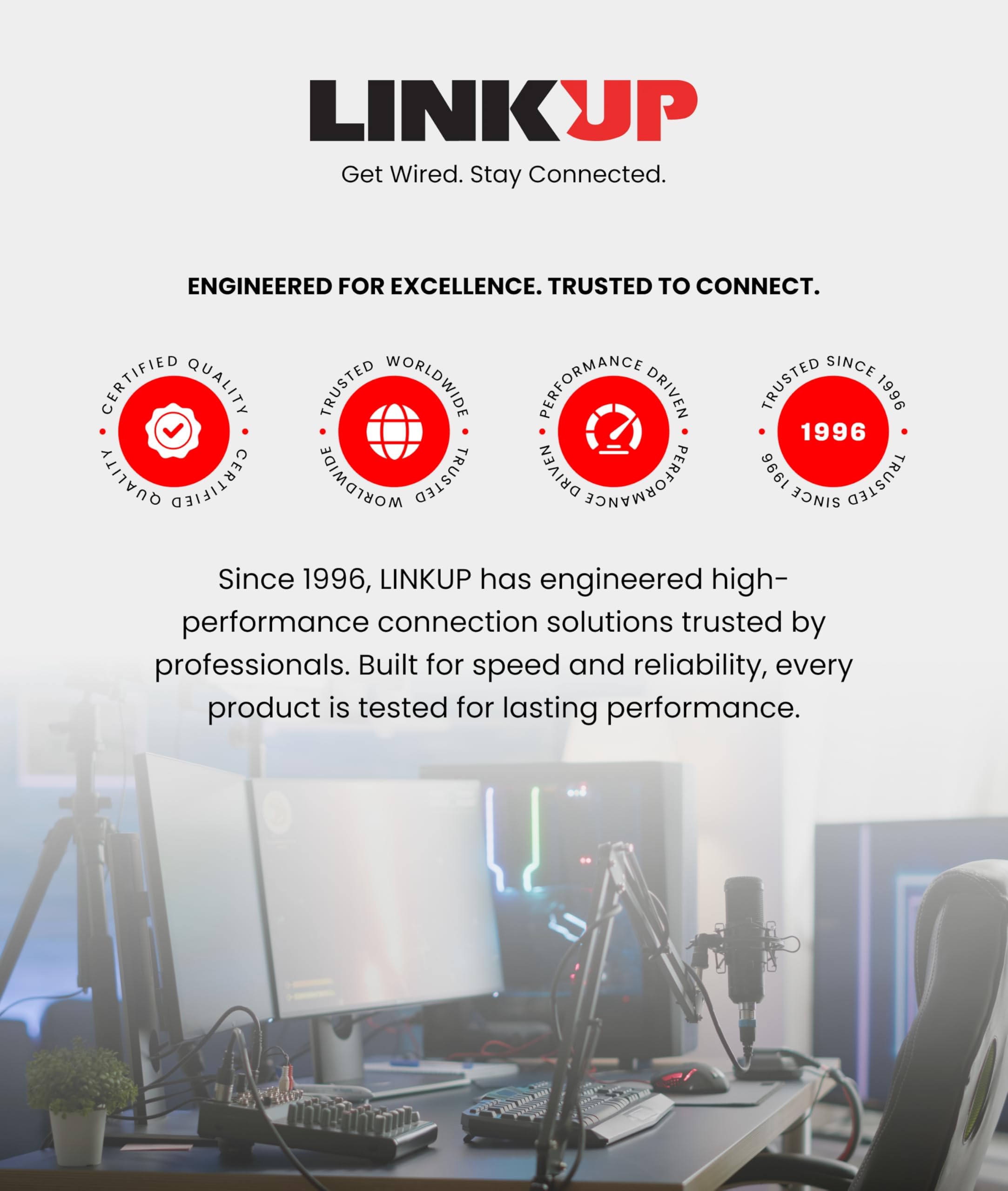 LINKUP Kabel PCIe 5.0 Riser | do pionowego montażu GPU | prosty | karta graficzna GPU Ready | do użytku z PCIe 4.0 i RX9070/RTX5090 | 40 cm (długość całkowita: 44 cm)