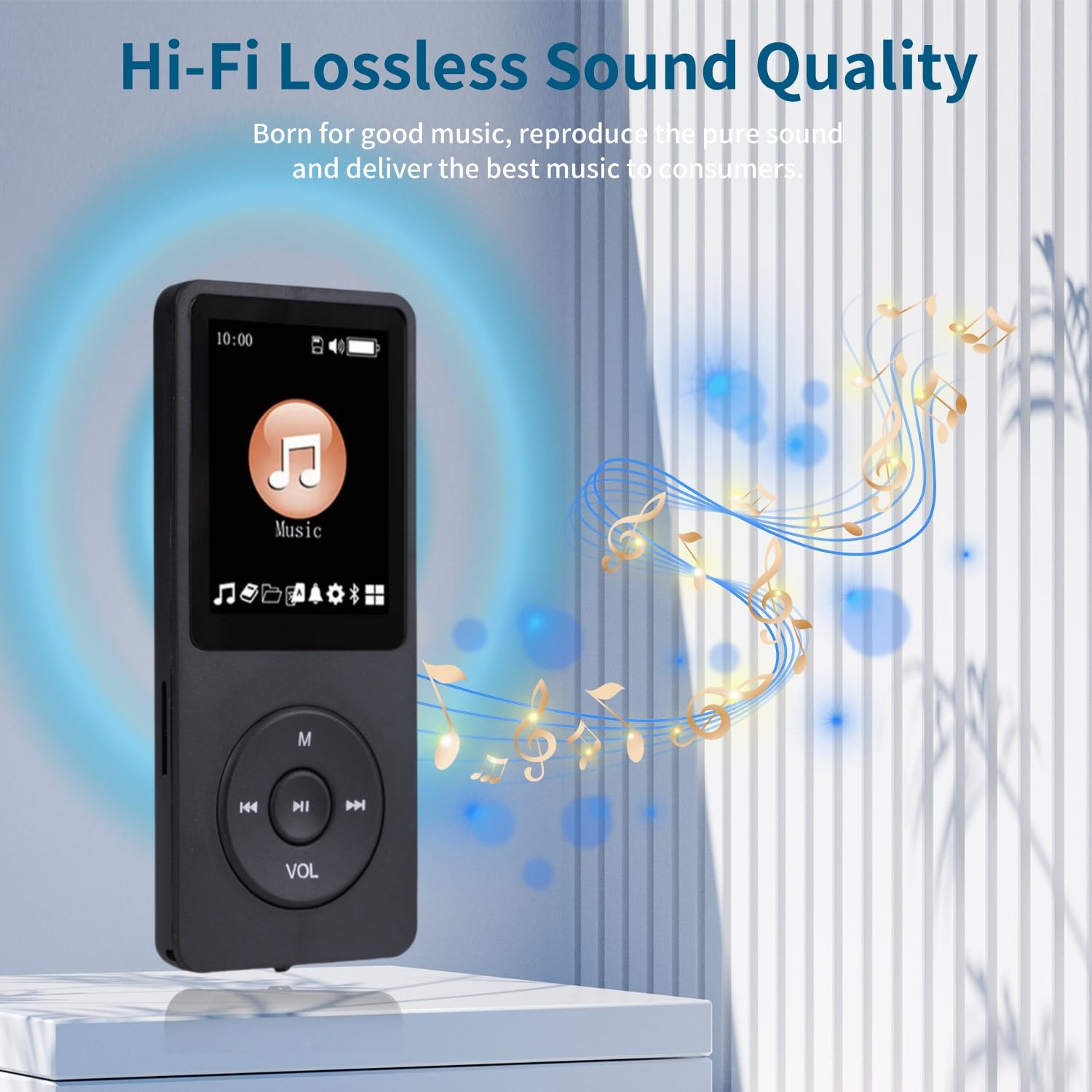MP3 Player with Bluetooth 5.2 HiFi Sound, with Built-in Speaker/FM Radio/Voice Recorder/E-Book, Lossless Sound Multifunctional Mini Design Ideal for Sport Running (Earphones Included)