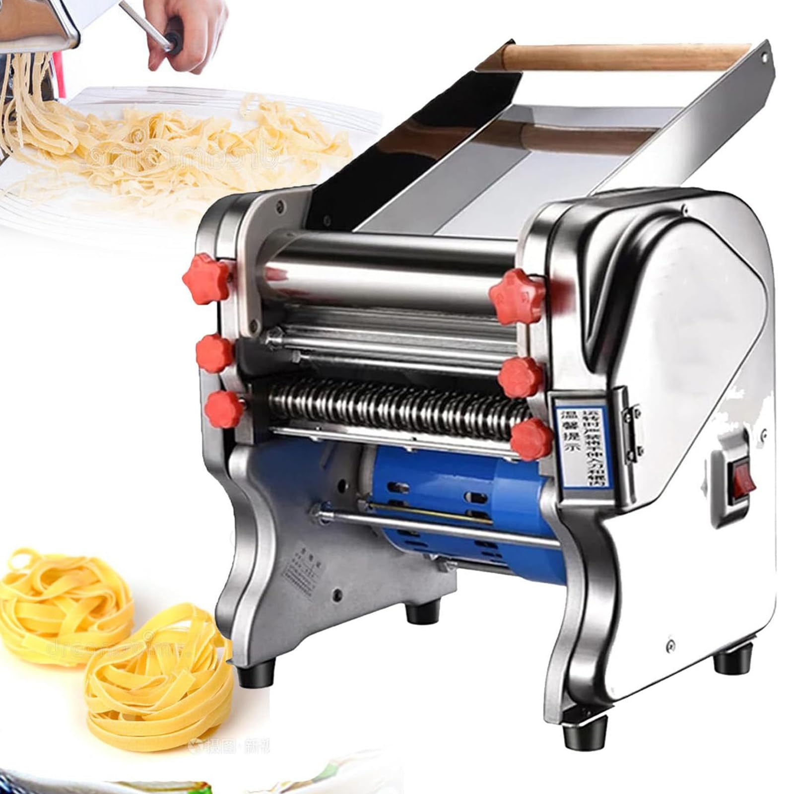 Máquina para hacer pasta eléctrica, prensa automática de fideos de 550 W, máquina para amasar y hacer fideos 2 en 1, para piel de fideos/albóndigas, ahorra tiempo y energía, ideal para principiantes