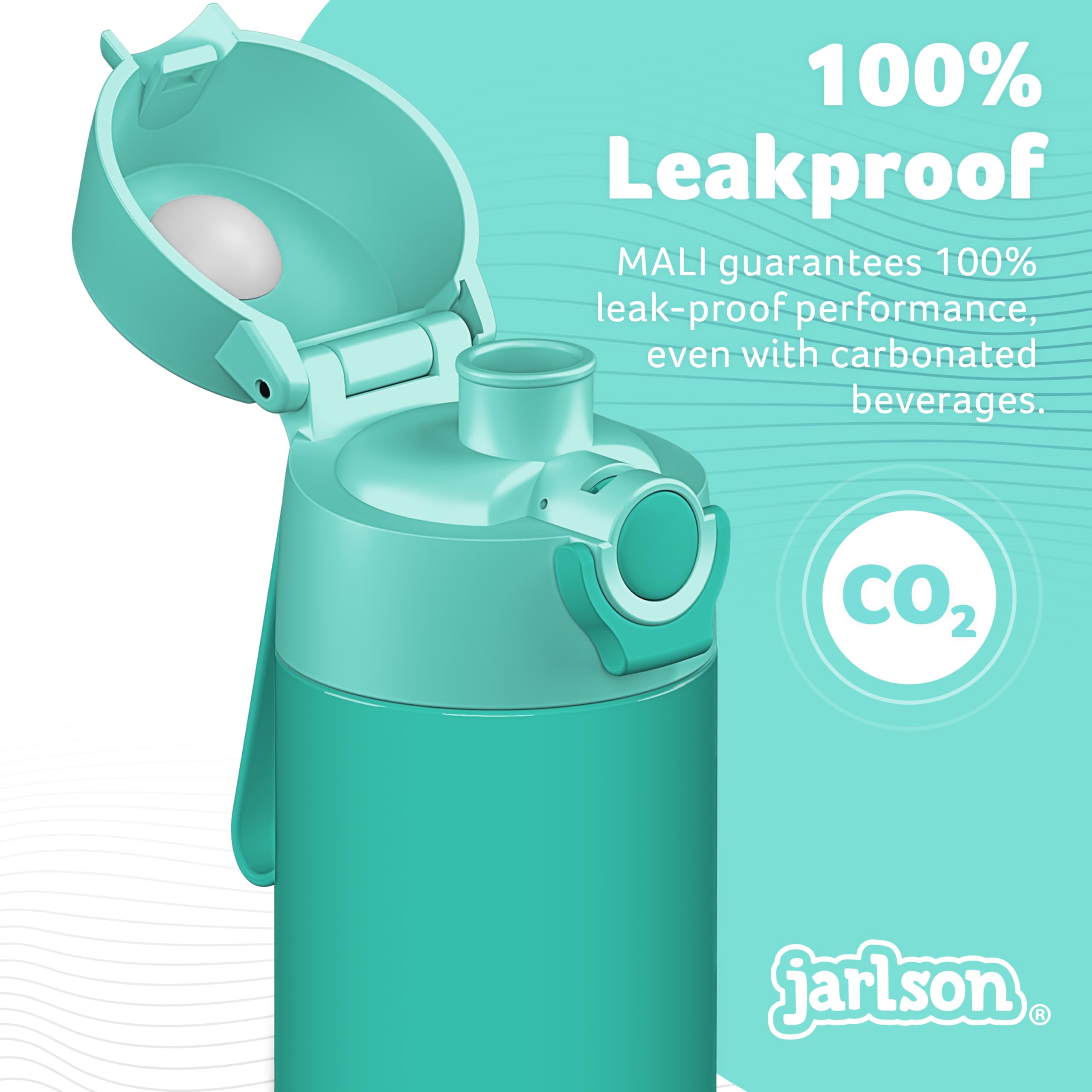 Jarlson® Borraccia Termica Bambini 500ml MALI [SENZA BPA e FTALATI] Bottiglia Acciaio Inox - Termos per Acqua per Bambino e Bambina - Mantiene Freddo - Ideale per Scuola, Sport e Viaggi (Turchese