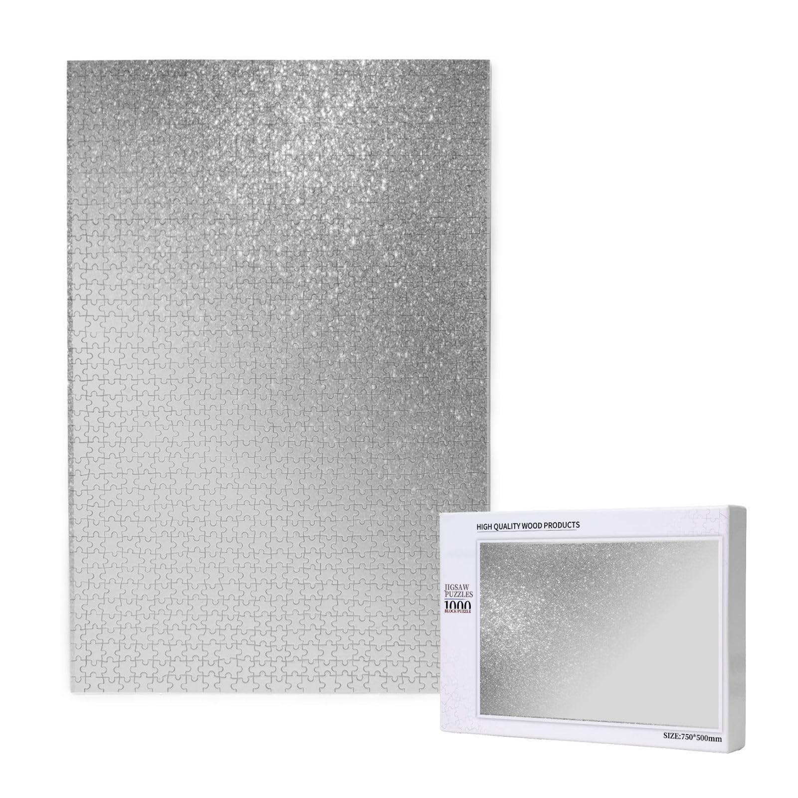 Puzzle diagonale grigio argento glitterato, 1000 pezzi, gioco di puzzle per adulti, puzzle impegnativi, puzzle a incastro