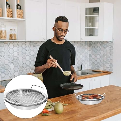 Miniatura 7 de Bandeja de filtro de aceite de acero inoxidable con cesta de malla y colador para cocinar, accesorios para freidora de aire para escurrir alimentos