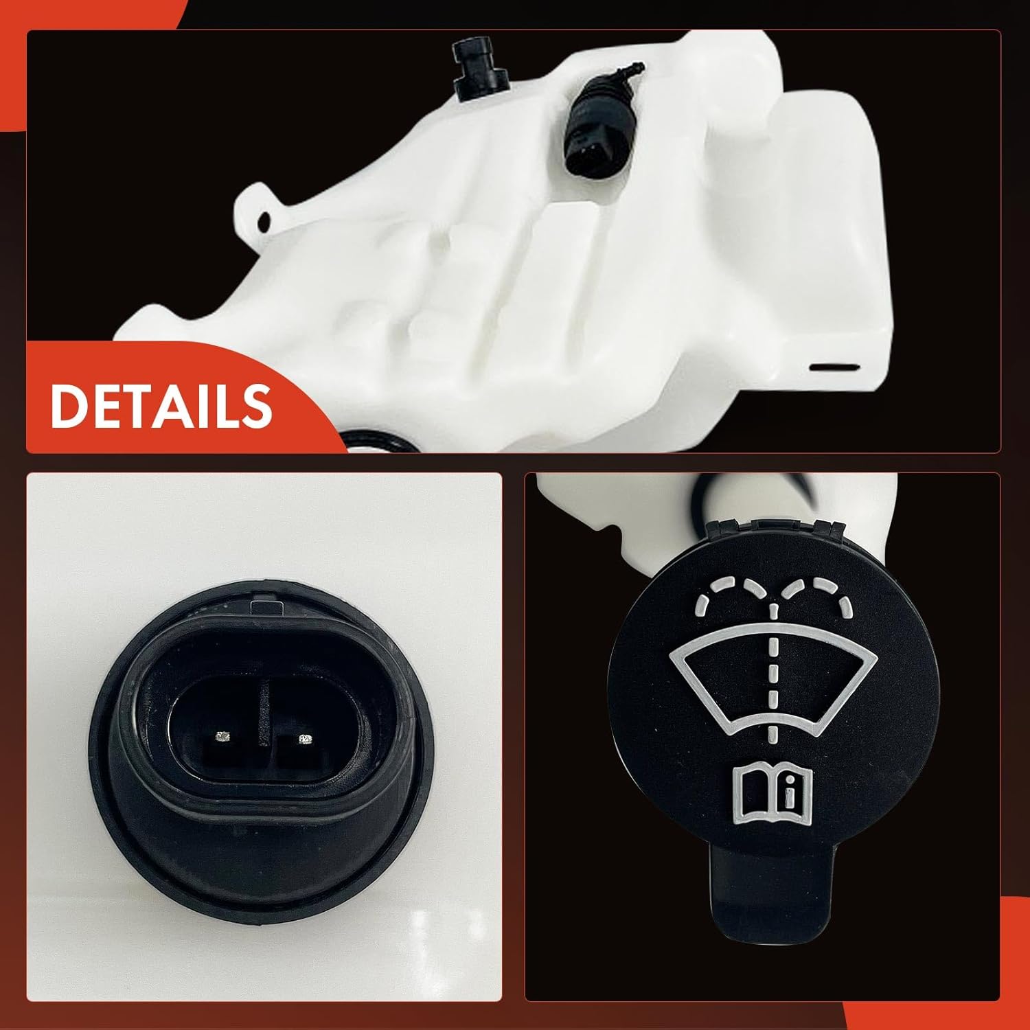 A-Premium Windshield Washer Reservoir Compatible with Select Chevrolet, Buick, Cadillac Models - Malibu, Impala, LaCrosse, Regal, XTS, Allure, with Washer Pump/Cap/Hose/Filler Pipe/Fluid Level Sensor