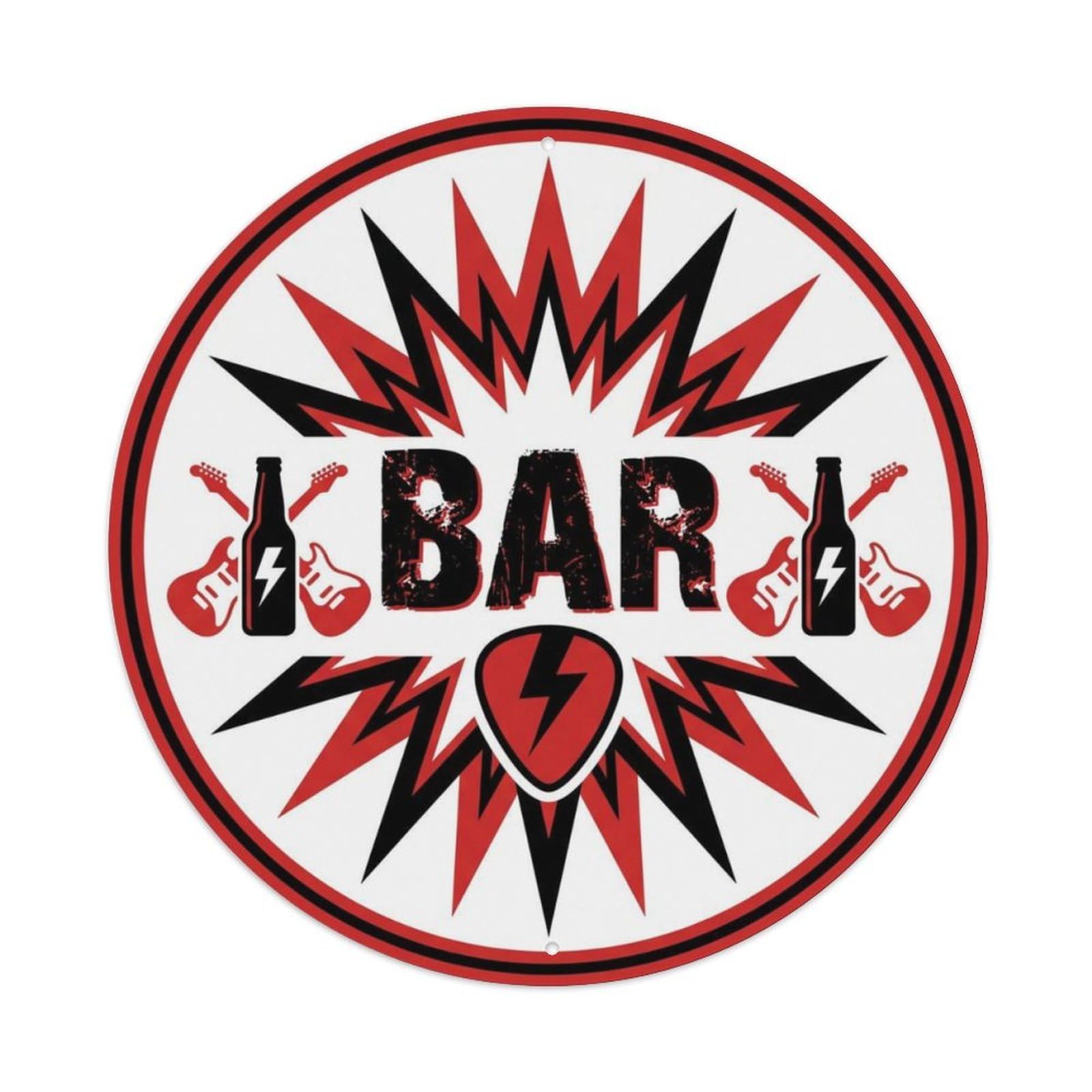 BAR Rock Tavern Shield Metal Tin Sign Plaque Wall Decor for Cafe, Club Bar, Office, Home Garden Round Metal Poster 8x8Inch