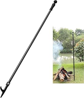 Fire Pit Poker for Fireplace, 46 Inches Extra Long Sturdy Fire Pit for Camping, Wood Stove, Outdoor and Indoor Use, Rust Resistant Stainless Steel Black