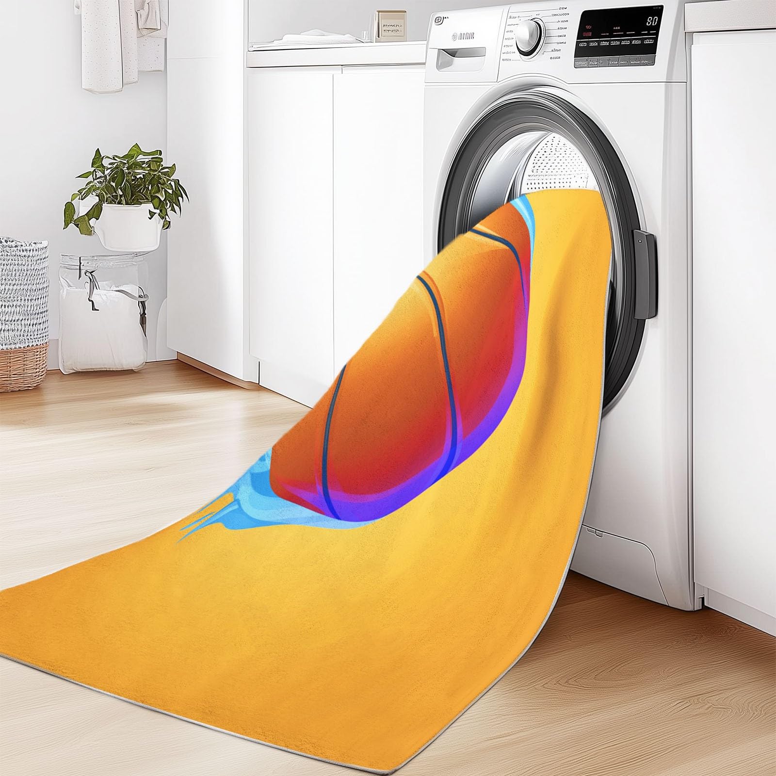 Generisch Sporty Modern Fußball Flanell Teppich Klein 80x150cm Maschinenwaschbar Perfekt für kleine Spieler im Kinderzimmer - Gelb