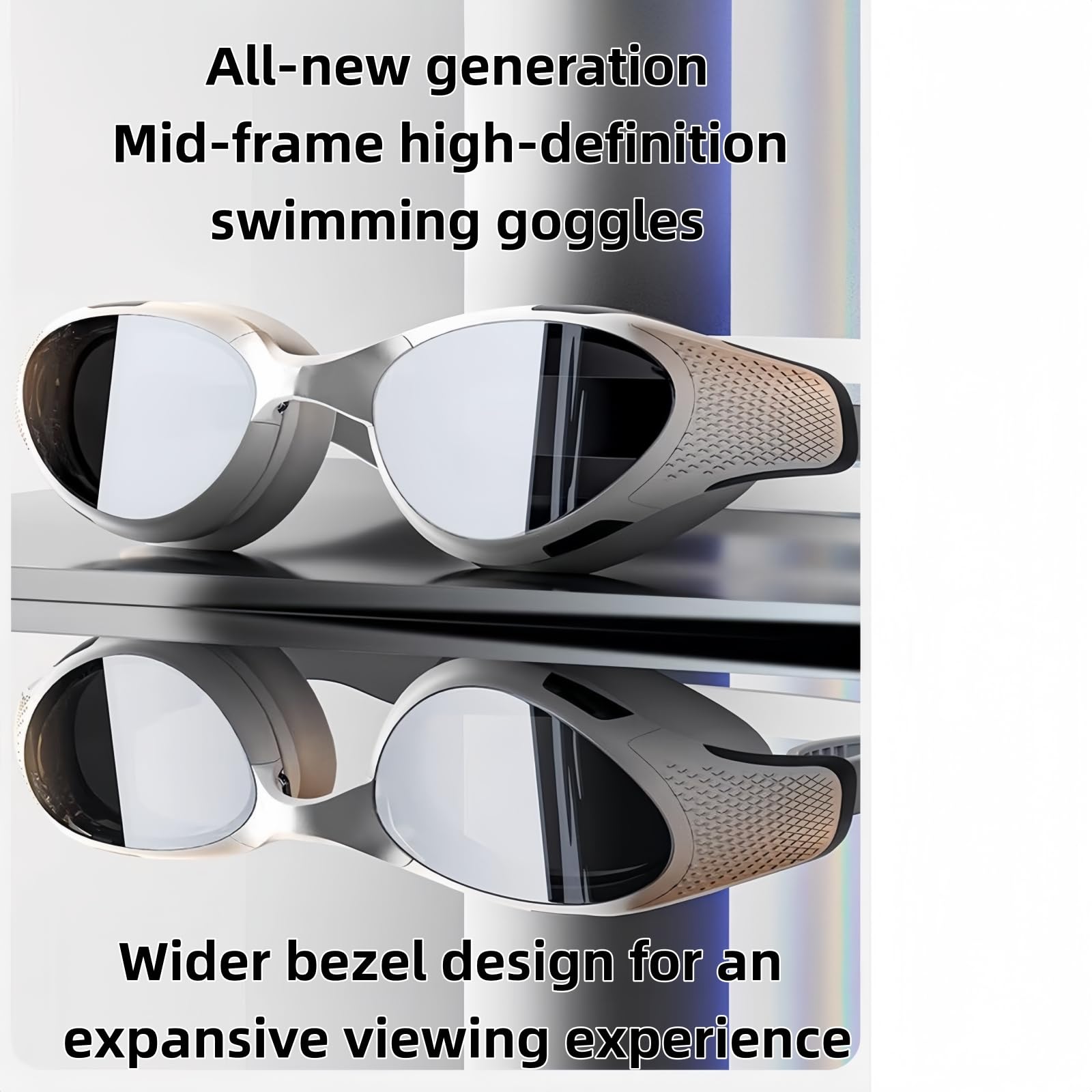 Occhialini da nuoto anti-appannamento, unisex, per adulti, con ampio campo visivo, protezione UV, anti-appannamento, a prova di perdite, con cinturino in silicone regolabile (inchiostro e