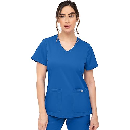 SOULFUL SCRUBS for Women 3 Pocket, Women Scrubs Top V-Neck Regular fit - Stylish Medical Scrub Tops for Women 3000 Cynthia