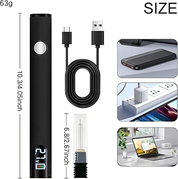 Rechargeable Thread Burner kit, Digital Thread Zapper Tool Burning Pen,Knitting & Beading Thread Burning Tool for String, Leather Craft, Sewing (Black)