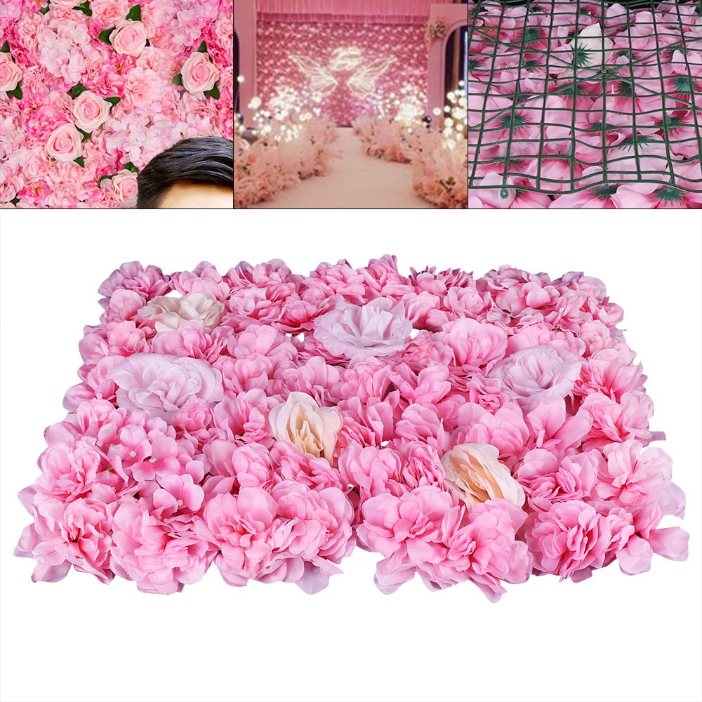 Futchoy 12x Künstliche Blumenwand Rosenwand Hochzeit Straße Hintergrund DIY Dekoration（40 x 60 x 2 cm） (Rosa)