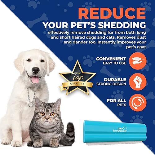 Vista 48 de EasyGroomer - Cepillo para quitar pelos para perros y gatos, color morado, herramienta de capa interior para mascotas grandes y pequeñas, peine que