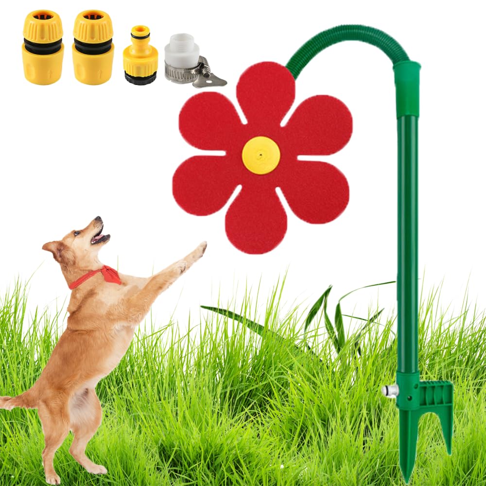 Crazy Daisy Sprinkler,360° Rotating Dancing Flower Water Sprinkler,Crazy Daisy Water Sprinkler for Yard Watering Dogs Kids Playing Red Yellow Garden Sprinklers (Red)