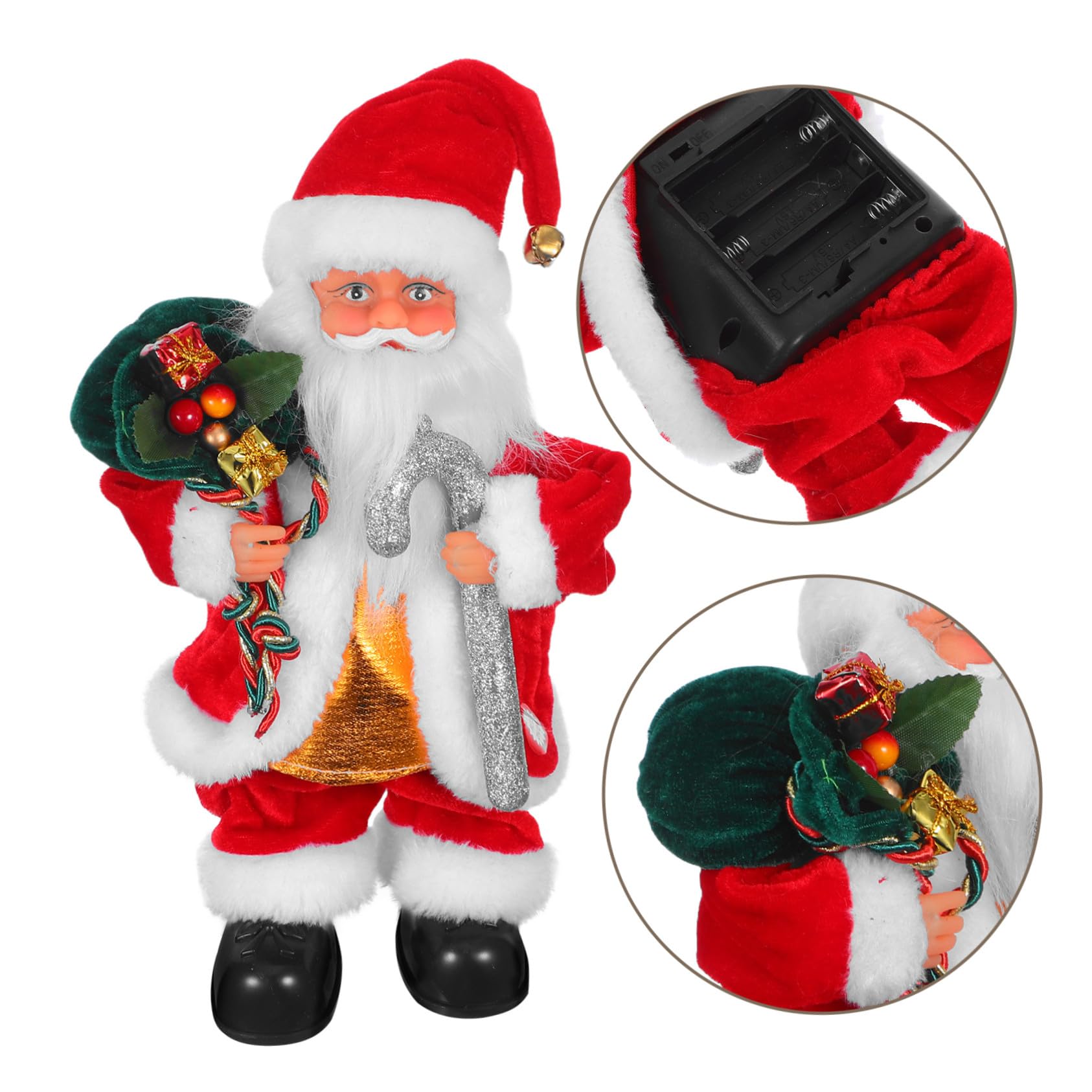 YARNOW Juguete de Papá Noel Eléctrico con Música y Brazos Móviles para Decoración Navideña para Fiestas de Navidad y Ambientación Festiva