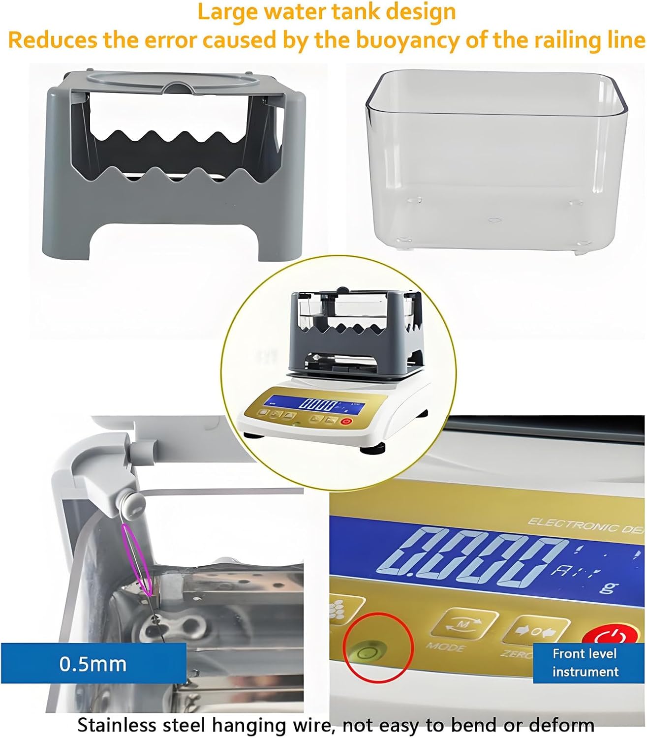 Gold Purity Tester, Digital Electronic Gold Density Meter, Precious Metal Authenticity Tester, 0.001g/cm3 and 0.0001g/cm3 Density Resolution, for Laboratory, Jewelry Store, Bank 600K
