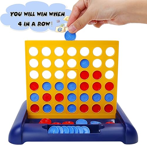 Miniatura 2 de IAMGlobal 4 en una fila, juegos de mesa, juego cuatro en una fila, línea de tamaño de viaje 4, juguete familiar clásico para niños y familia para