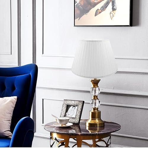 Miniatura 8 de Pantalla de lámpara de mesa, pantalla plisada blanca, tamaño mediano, de lino, para lámpara de mesa y de pie, repuesto de pantalla para el hogar,