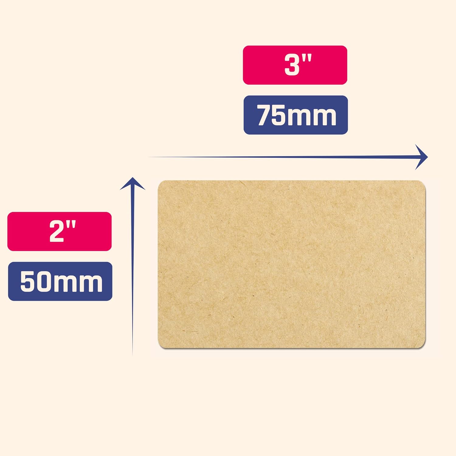 300 Pack, 3" x 2" Kraft Brown Natural Labels Stickers Roll - Image 3