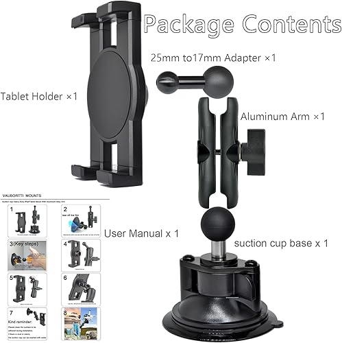 Miniatura 4 de Soporte para iPad para parabrisas de tablero de automóvil, brazo de aluminio resistente, soporte de succión para tableta para ventana, compatible