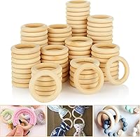 Vista 9 de 100 anillos de madera para manualidades, anillos de madera de 2 pulgadas para manualidades, anillos de madera sin terminar de 2.165 in, naturales