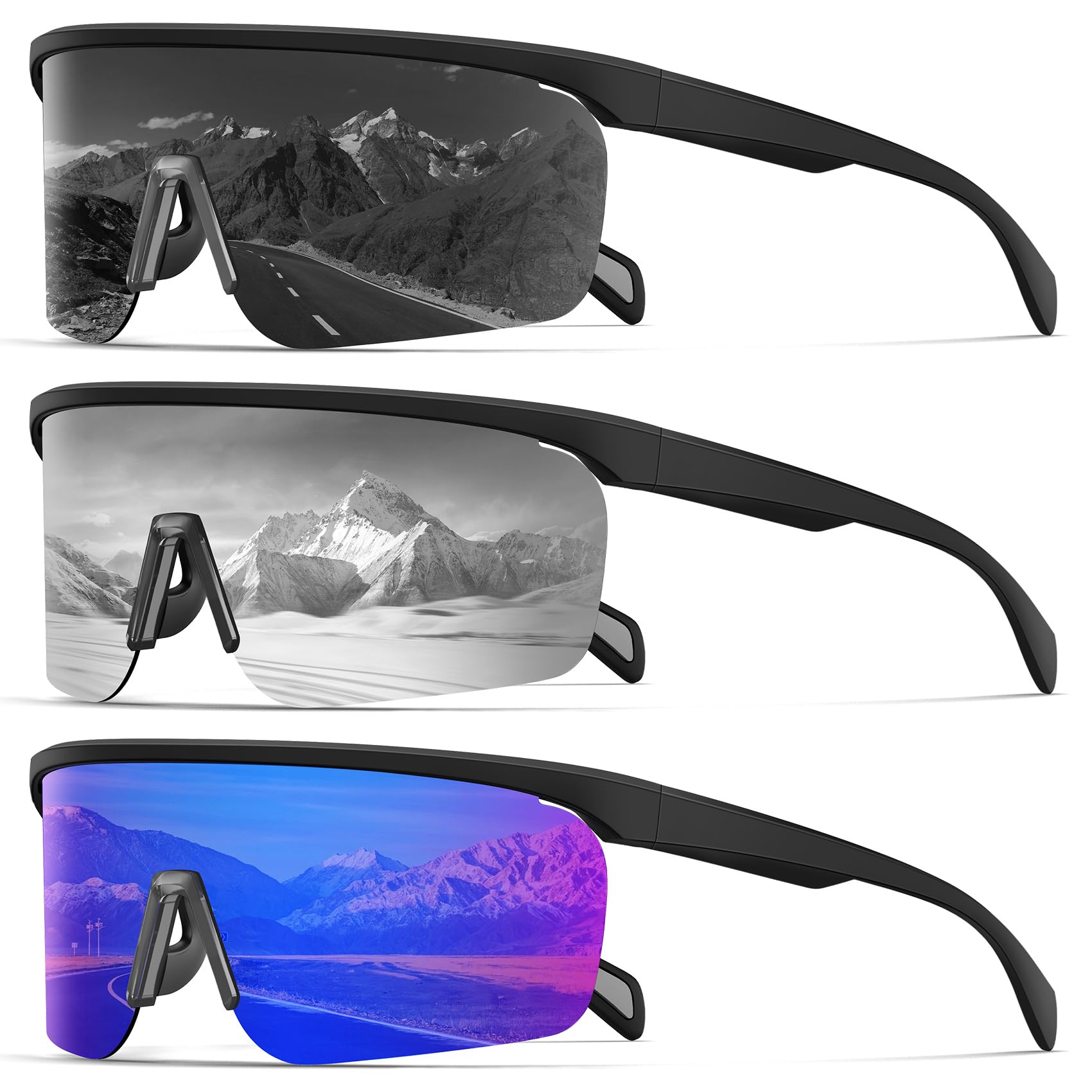 KALIYADI Mens-Sunglasses Polarized Sports Sunglasses-Men: Running Sunglasses Men Women UV400 Protection for Cycling