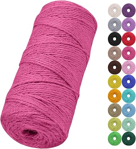 LEREATI Cuerda de yute cuerda de jardín natural de 0079in 328 pies para manualidades cuerda de yute de colores cuerda de cáñamo de 3 capas para