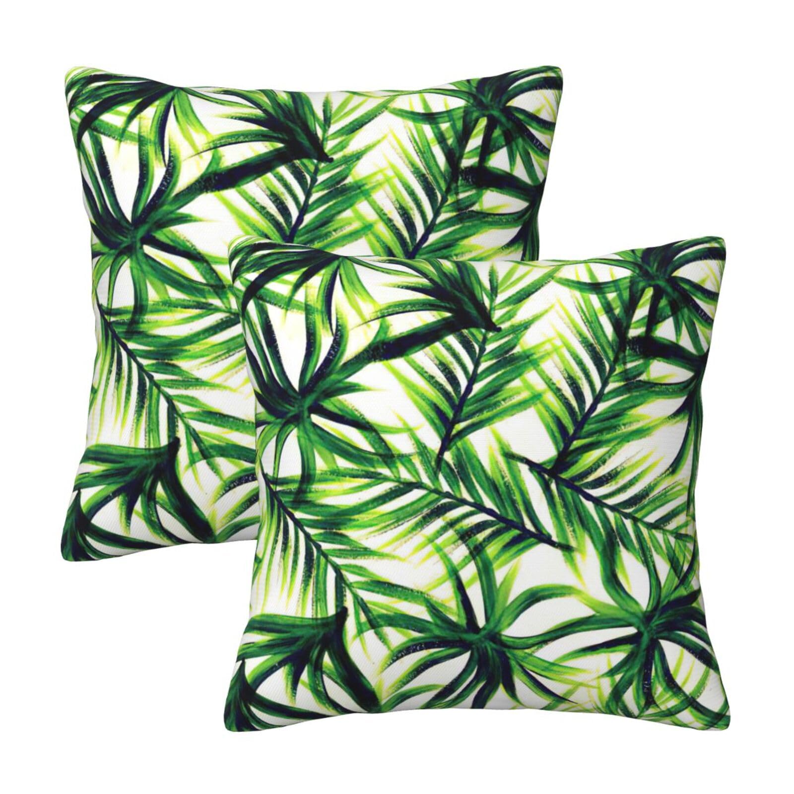RRhgipp Palm Tree Green Leaves Throw Pillow Cases Decorative Cushion Covers Couch Bed Sofa Decoration Xmas Gifts Bed