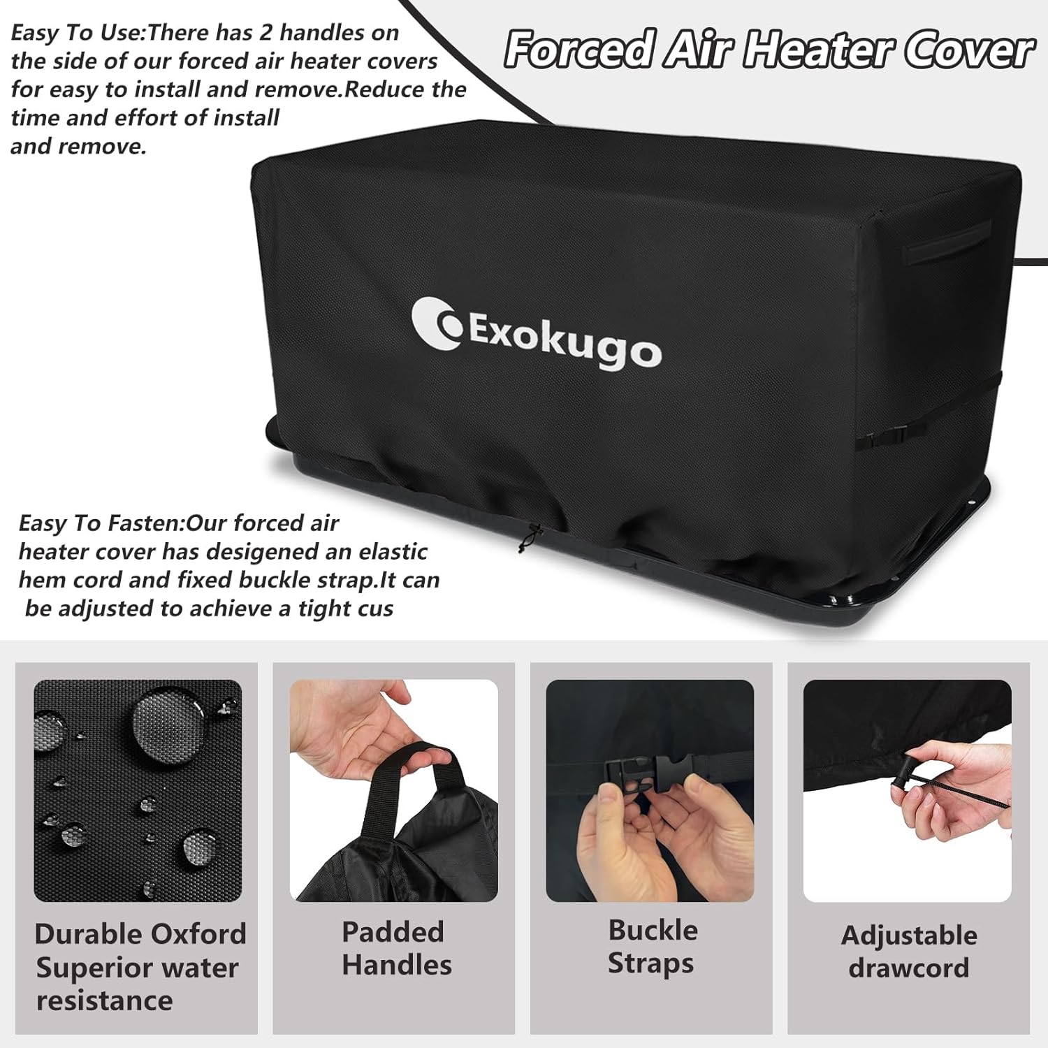 Kerosene Forced Heater Covers,Waterproof Forced Air Heater Cover,Suitability 50,000 BTU/80,000 BTU Kerosene Forced Air Heater Cover for Most on the Market,Black