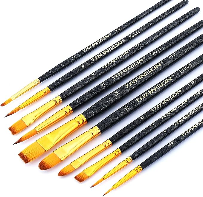 Transon set de pinceles de pintura artística 20 piezas para acrílicos y acuarelas, color negro miniatura 5