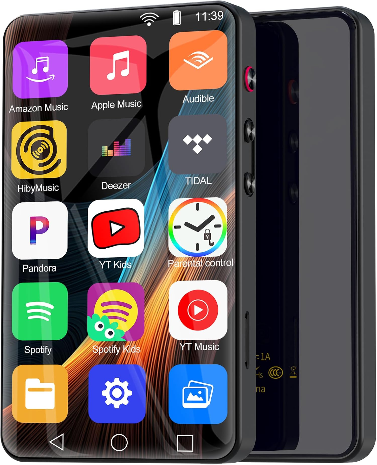 144GB MP3 Player with Bluetooth and WiFi, 4" Full Touch Screen Music Player with Spotify,Amazon Music,Parental Control,YouTube,Smart Android Mainstrem Media MP4 Music Player for Kids up to 1TB,Black