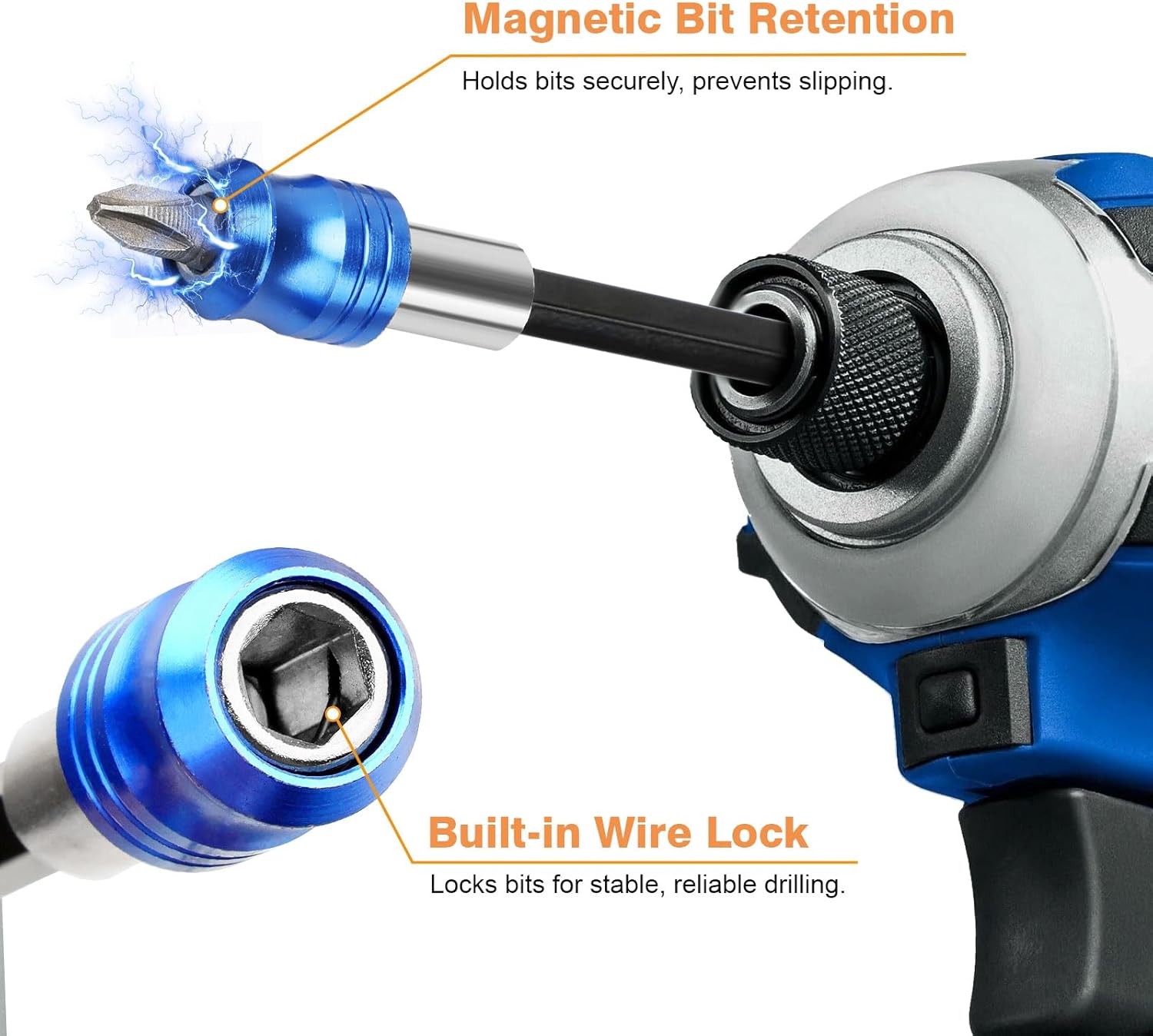 SUNJOYCO 6 PCS Magnetic Drill Bit Extension Set, 1/4" Impact Extensions, Hex Extension Bit Holder with Phillips Bits, Screwdriver Bits Extender for Impact Driver, 2.4", 4", 5.9"
