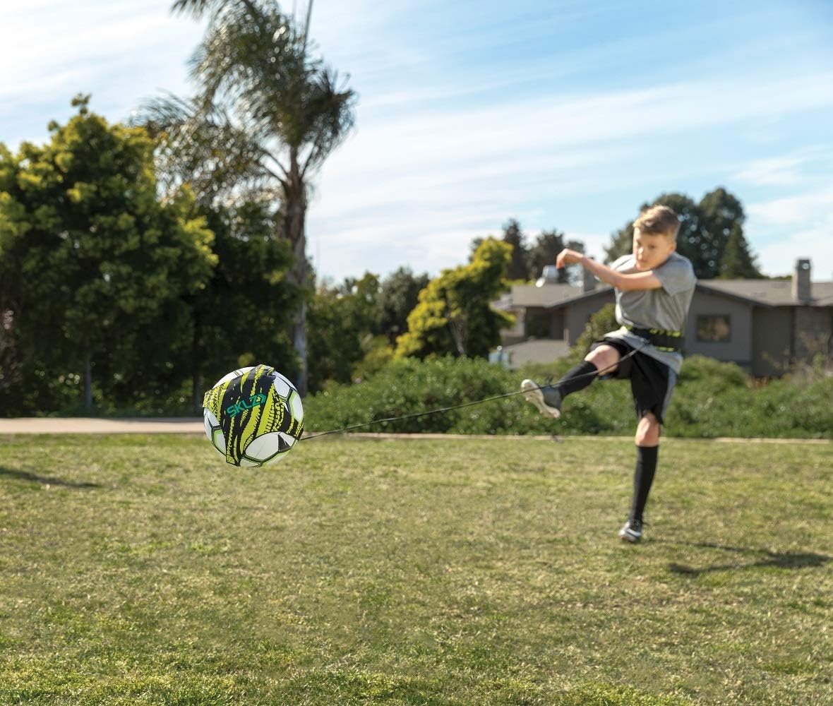 SKLZ Star-Kick Solo Soccer Trainer | Hands-Free Kicking and Passing Practice | Adjustable Cord and Waistband | Multiple Ball Sizes | Youth Players |Perfect for Enhancing Ball Control Skills
