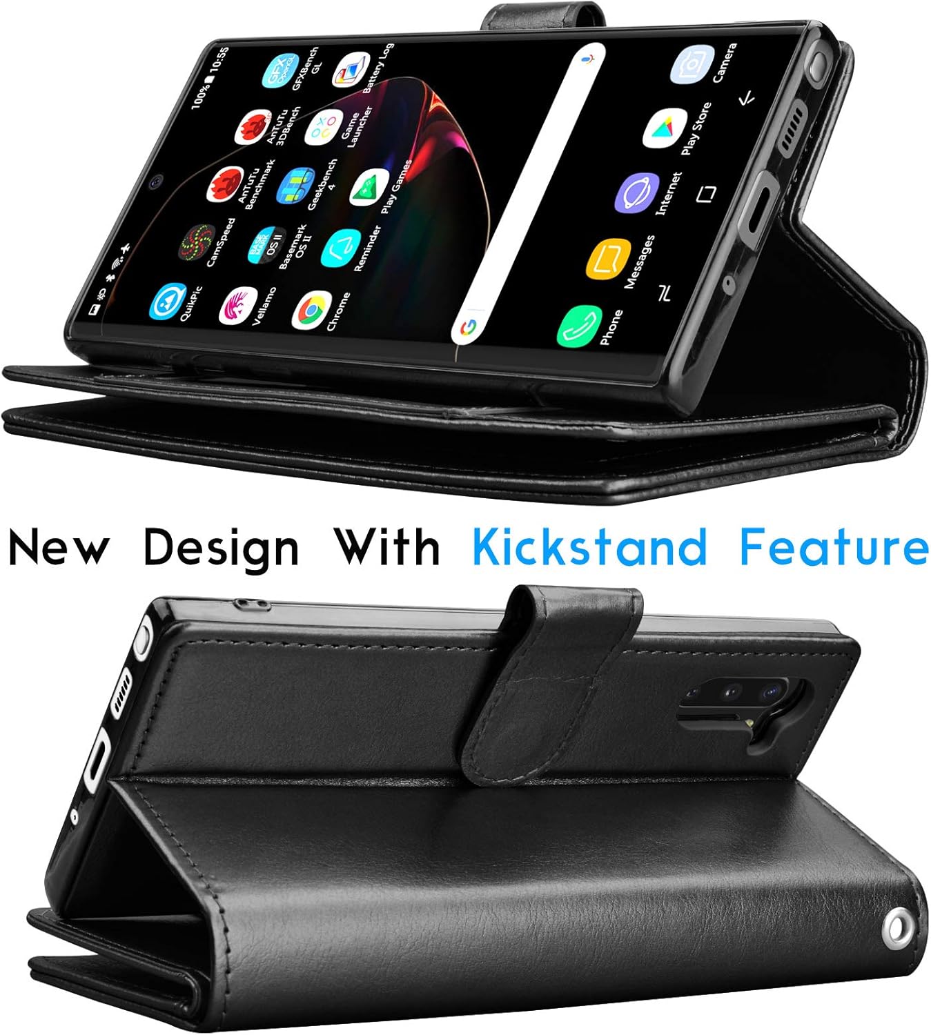 Galaxy Note 10 Case, Galaxy Note 10 Wallet Case, Luxury Cash Credit Card Slots Holder Carrying Folio Flip PU Leather Cover [Detachable Magnetic Hard Case] Kickstand for Samsung Galaxy Note10 [Black] - Image 5