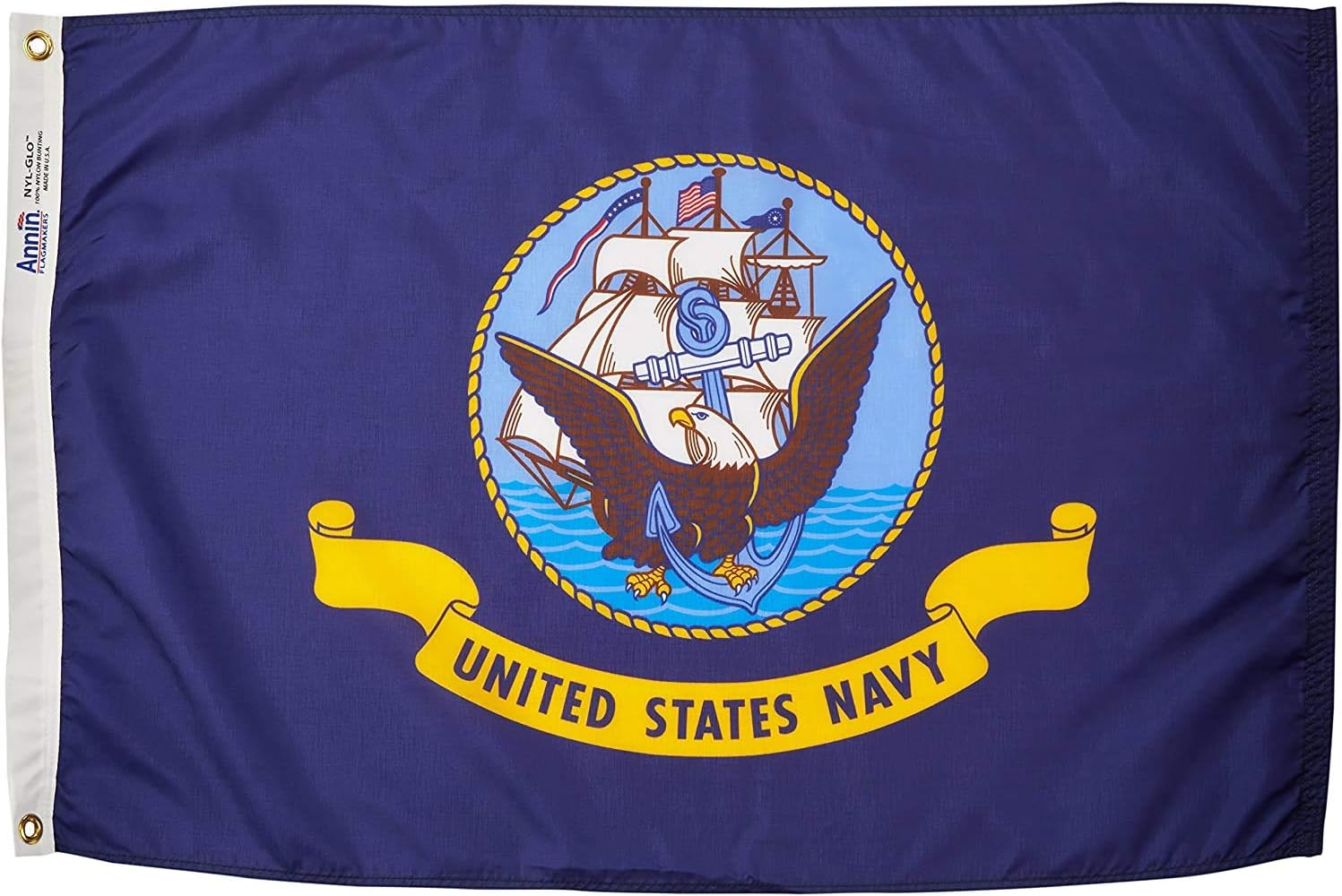 Annin Flagmakers U.S. Navy Military Flag USA-Made to Official Specifications, Officially Licensed, 4 x 6 Feet (Model 439031)
