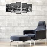 Wieco Art Brooklyn Bridge Night View 5 Piece Modern Stretched and Framed Landscape Artwork Giclee Canvas Prints Abstract Pictures Paintings on Canvas Wall Art for Living Room Home Decorations