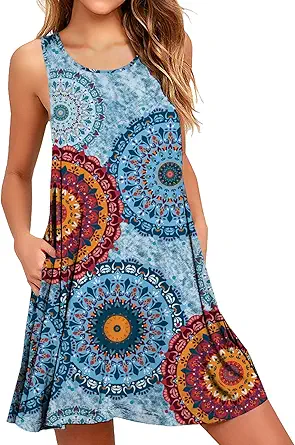 WEACZZY Women Summer Casual Swing T Shirt Dresses Beach Cover up Loose Dress