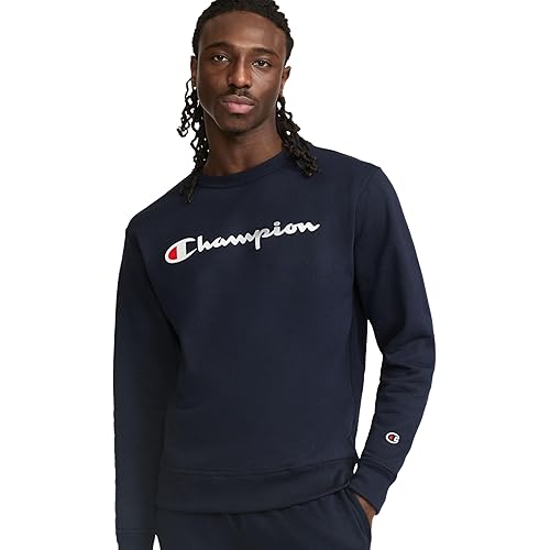 Champion mens Crewneck Sweatshirt, Powerblend Fleece, Hoodie Sweatshirt for Men, Script Logo (Reg. Or Big & Tall)