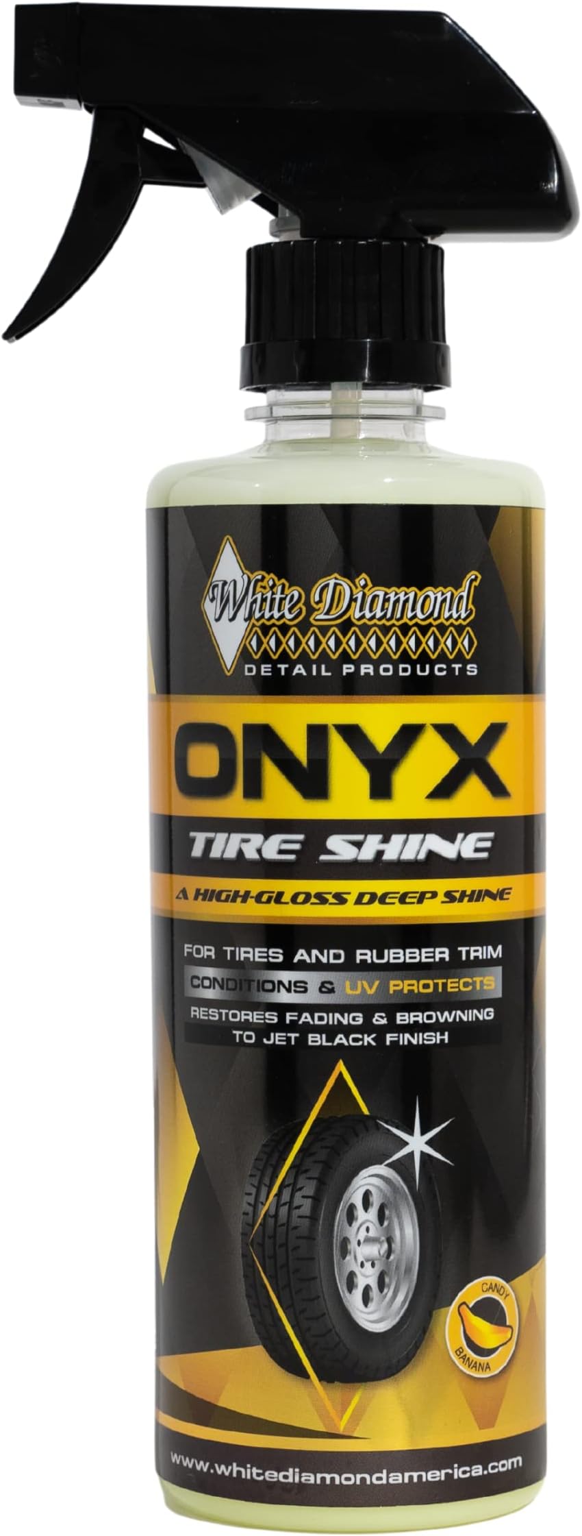 Schultz LaboratoriesWhite Diamond Onyx Tire Shine, High Gloss, Deep Shine, Conditions & Protects Against UV Rays, 16oz Bottle