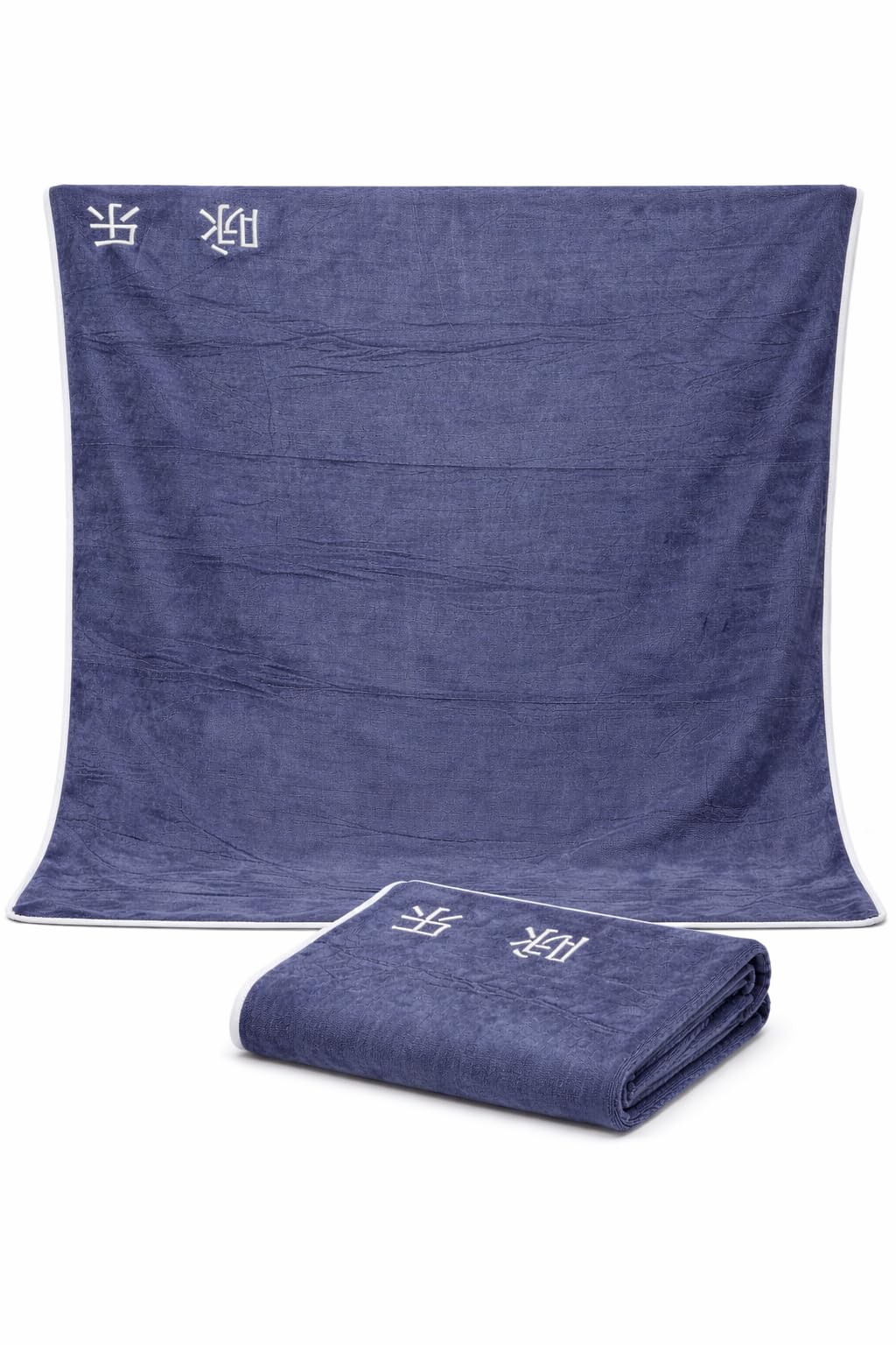 Microfibre Towel Set of 2 Large and Small, Towel for Bath, Towel for Gym, Spa, Swimming, Fabric, Quick-Dry, Extra Absorbent, Lightweight, Lint-Free, Reusable, Odour-Resistant (Navy Blue)-image-13